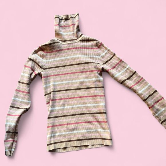 Old Navy Sweaters - Vintage Old Navy Ribbed & Striped Cotton Blend Turtleneck Sweater